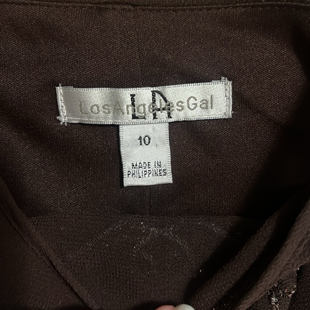 Vintage Los Angeles Gal Y2K Chocolate Brown Maxi Slip Dress Size 10 90’s Grunge - Picture 4 of 11